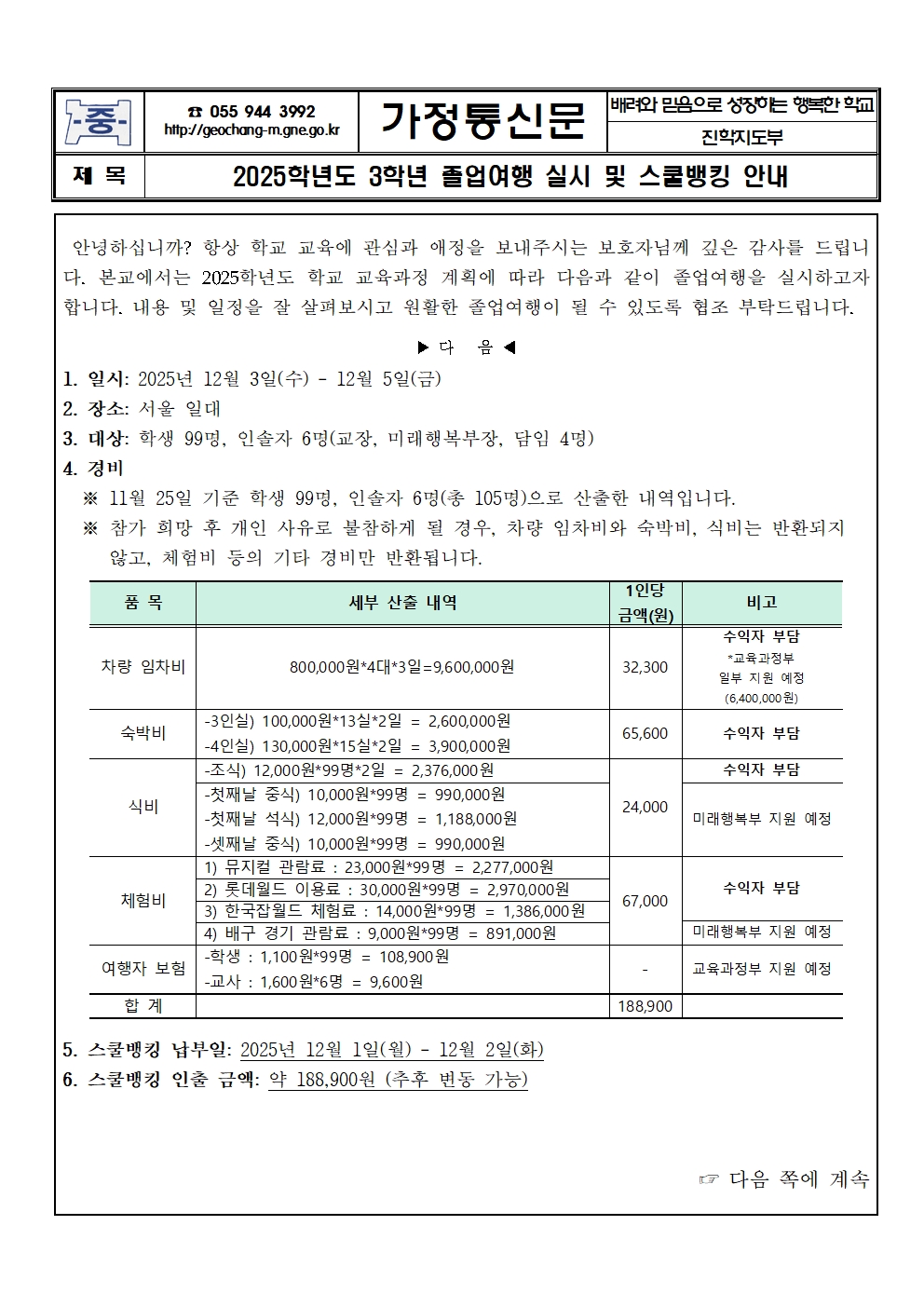 2025학년도 3학년 졸업여행 실시 및 스쿨뱅킹 안내 가정통신문001.jpg